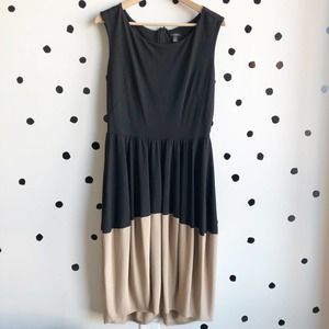 Ann Taylor Black Tan Color Block Sheath Dress Size 10